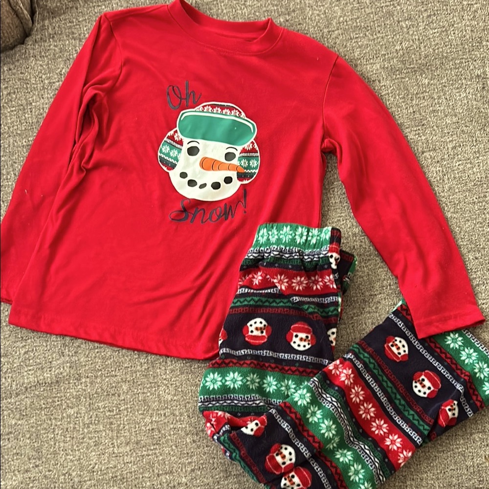 🦋 Festive Red Snowman Kids Pajamas Christmas Winter Holiday Pajamas Boys size 6
